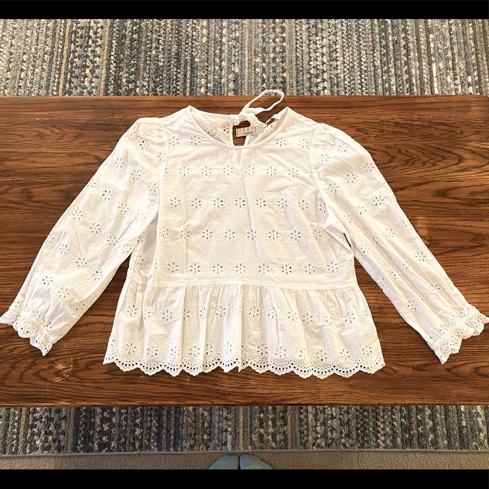 White Floral Cutout Top by Madewell